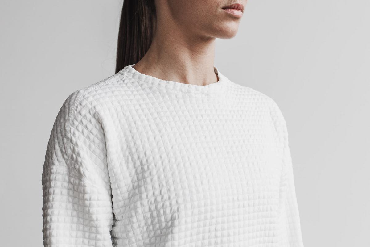 Nobull Quilted Crew Women's Pullover White | Australia (BG2146)